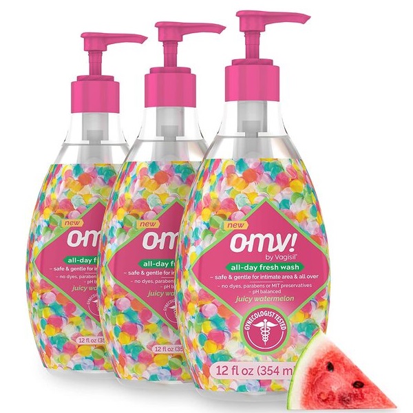 Vagisil OMV! All-Day Fresh Intimate Feminine Wash for Women, Gynecologist Tested, Juicy Watermelon Scent, 12 Oz, Pack of 3