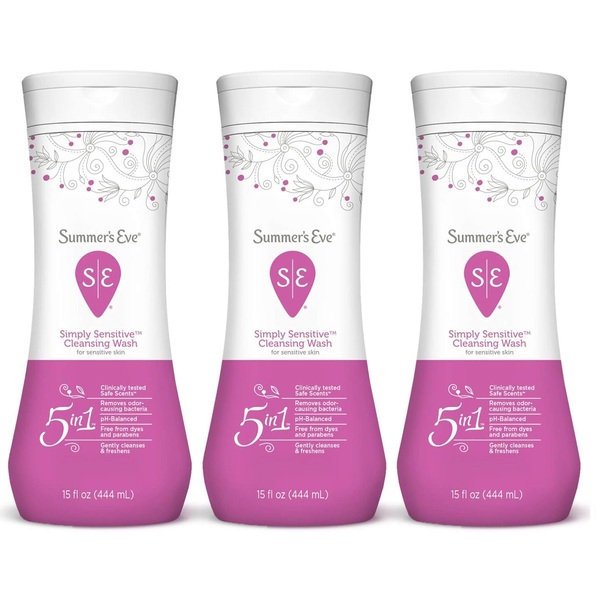 Summer's Eve Cleansing Wash, Simply Sensitive, 15 Oz, Pack of 3