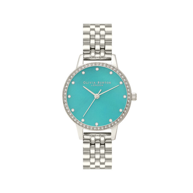 Olivia Burton Watches Review 5 Olivia Burton Watches Midi Green Mother Of Pearl Sparkle Bezel Silver Bracelet Watch Review
