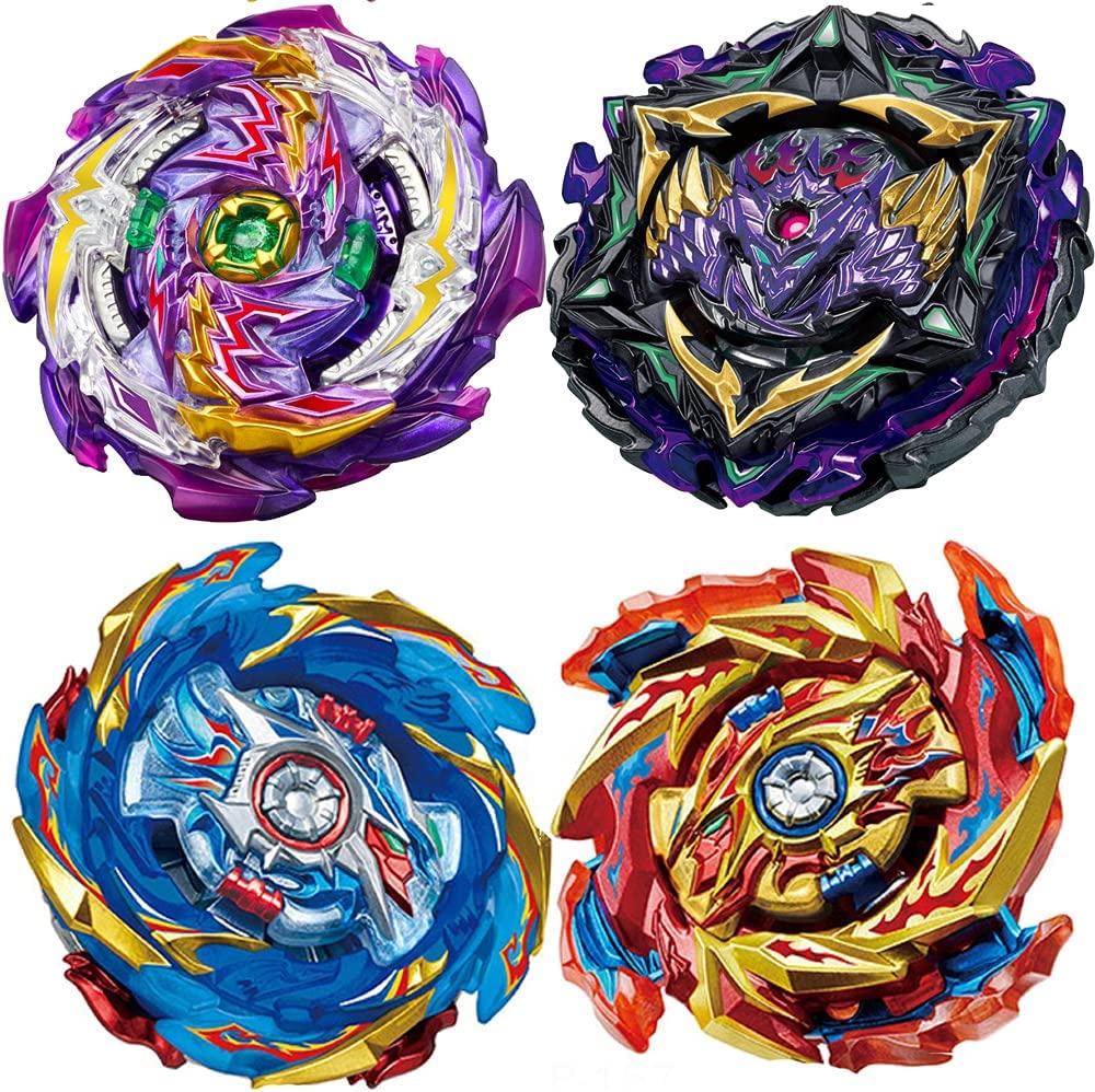 10 Best Beyblades 4 HUXICUI 4 Pieces Bey Battle Gyro Burst Metal Fusion Attack Set,Birthday Party Best Toys Gifts for Boys Kids Children Age 8+ High Performance Battling Top Burst Battle Toys Set