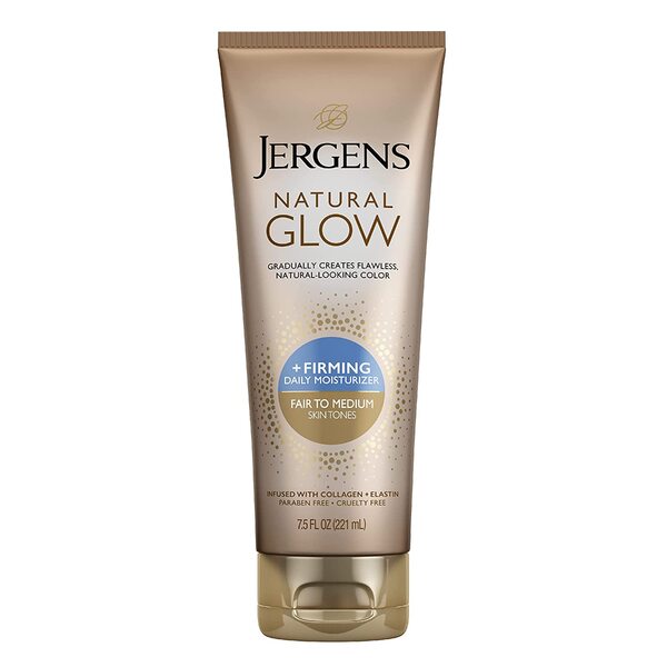 10 Best Tanning Lotions 3 Jergens Natural Glow +FIRMING Self Tanner, Sunless Tanning Lotion for Fair to Medium Skin Tone, Anti Cellulite Firming Body Lotion for Natural-Looking Tan, 7.5 Ounce