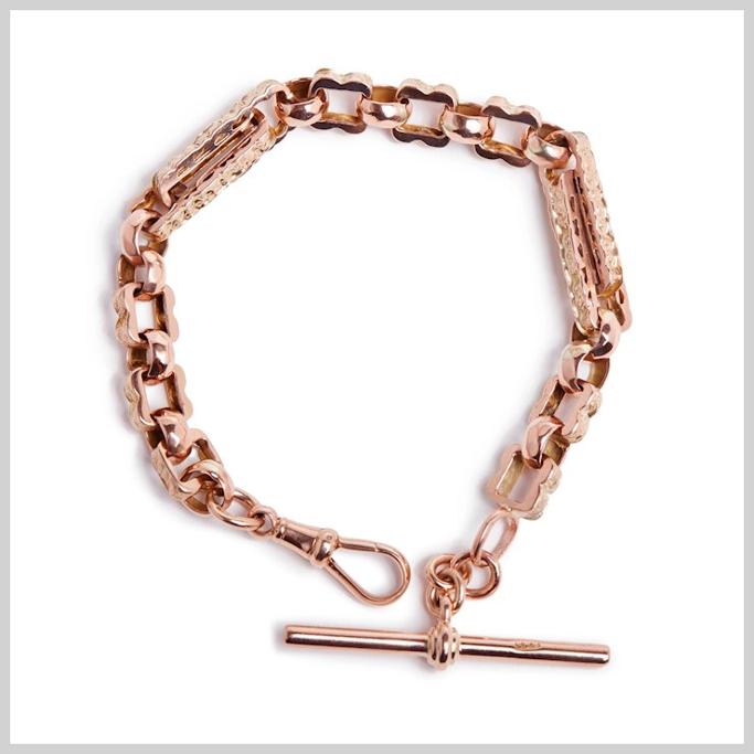 Ruby Lane Antique Fancy Link with T Bar Bracelet 